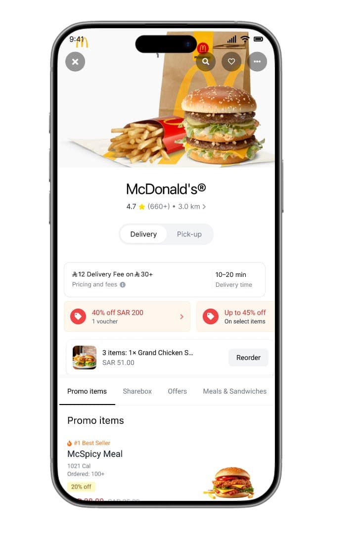 Redesigned restaurant page