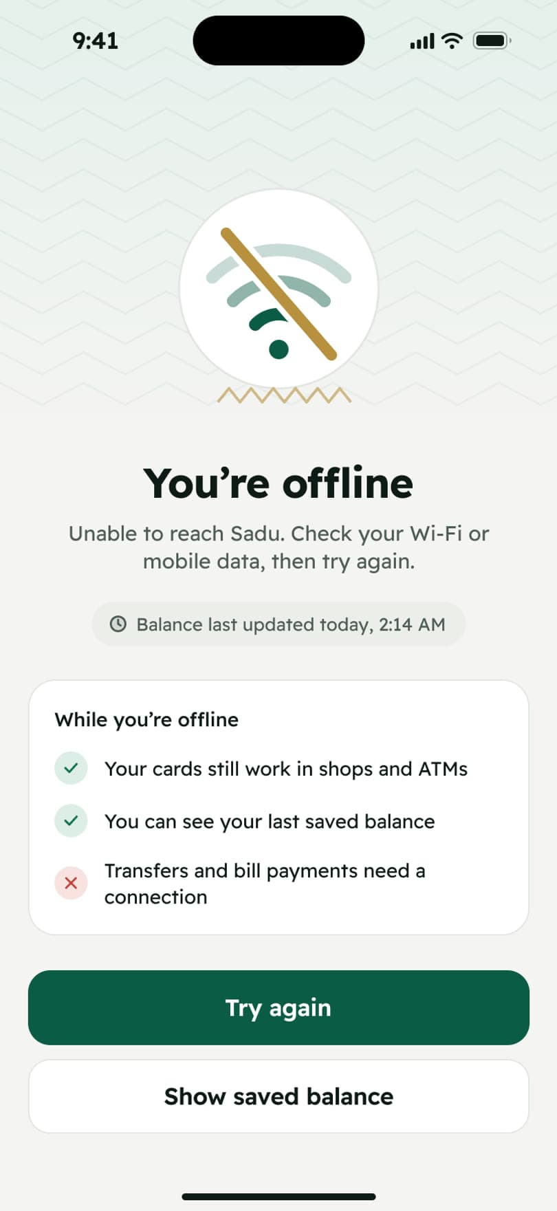 No connection: the offline state in the simpler line illustration style